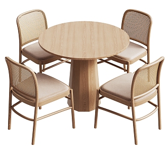 Rattan leisure table and chair combination 3d model