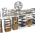 Varied Design Display Shelves With Wooden And Metal Frame For Retail Stores
