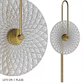 Modern Round Wall Lamp With Textured Glass Shade And Gold Metal Frame Design