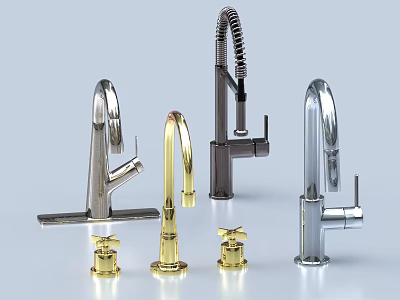 Stylish Modern Faucet Designs With Various Shapes For Kitchen Bathroom Home Use 3d model
