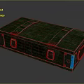 Green Military Style Transport Box With Labels And Blue Light Features