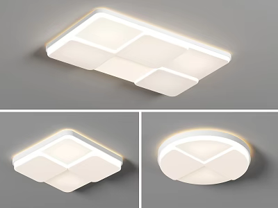 Modern Ceiling Light with Rectangular and Circular Design for Stylish Home Lighting 3d model