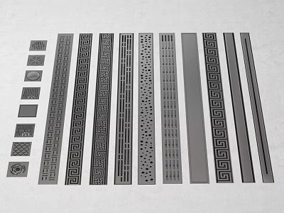 Silver Decorative Metal Strips With Various Patterns For Home Decoration 3d model