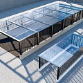 Modern Glass Roof Structure With Transparent Panels And Metal Frame Design