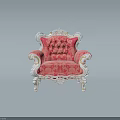 Elegant Rococo Style Pink Floral Upholstered Carved Wooden Single Sofa For Luxury Vintage Living Room