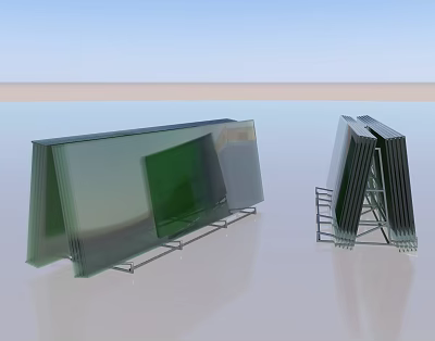 Modern Glass Storage Shelf With Metal Frame And Transparent Open Design 3d model