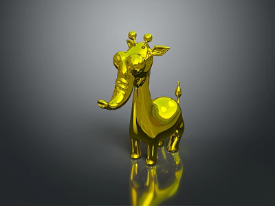 Shiny Golden 3D Rendered Cartoon Animal Character for Game and Movie Projects 3d model