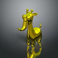 Shiny Golden 3D Rendered Cartoon Animal Character for Game and Movie Projects