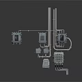 Industrial Equipment System With Metal Enclosures Pipes Control Units And Support Structures