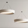 Modern Interior Design With Two White Round Textured Pendant Lights Hanging From Ceiling 3d model