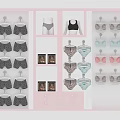 Pink Fashion Background Wall Featuring Hanging Bras And Underwear In Various Styles
