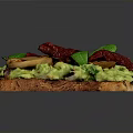 Avocado Toast Topped With Sautéed Mushrooms Red Chili Slices And Fresh Basil Leaves