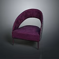 Modern Purple Accent Chair With Curved Backrest Upholstered Fabric And Metal Legs