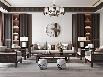 New Chinese Living Room 3d model