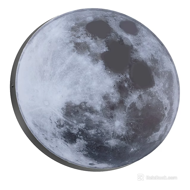 Modern Moon Shaped Wall Lamp with Realistic Surface Texture and Lunar Design 3d model 
