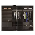Modern Wardrobe Interior Design With Glass Doors Hanging Clothes Shoes And Storage Shelves