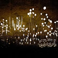 Outdoor Lights with Slender Poles and Round Glowing Orbs Illuminate Dark Background Bright Night Landscape