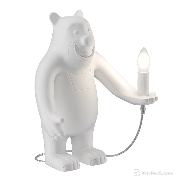 Unique Shaped White Bear Floor Lamp With Cute Cartoon Design And Lighting 3d model 