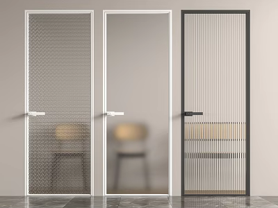 Modern Glass Doors With Different Textures And Frames For Interior Design 3d model