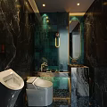 Premium Public Toilet With Luxury Natural Marble And Teal Ceramic Tiles Stylish Modern Interior Design