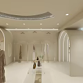 Modern Sinshine Haute Couture Clothing Store With Clothing Racks Marble Floor And Green Plants