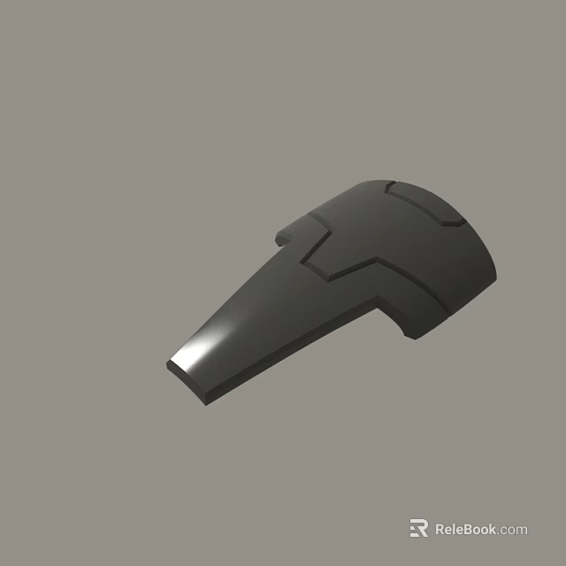 Black 3D Model Mechanical Part With Curved Shape And Geometric Line Design 3d model 