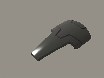 Black 3D Model Mechanical Part With Curved Shape And Geometric Line Design 3d model