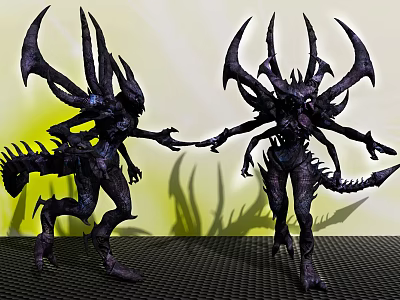 Game And Movie Monster Characters With Multiple Tentacles Wings And Sharp Limbs 3d model