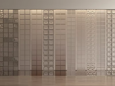 Contemporary Glass Partition Interior Design With Textured Panels And Geometric Patterns 3d model