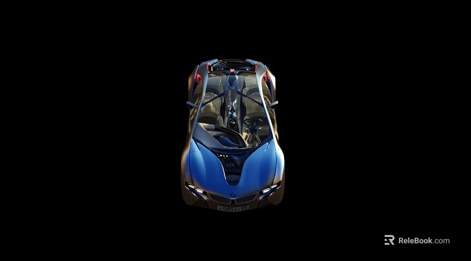 Blue Sports Car With Sleek Aerodynamic Design And Modern Front Headlights 3d model 