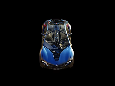 Blue Sports Car With Sleek Aerodynamic Design And Modern Front Headlights 3d model
