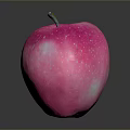 Fresh Pink Apple With White Spots On Black Surface Showing Reflection