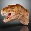 Realistic Dinosaur Head Model With Open Mouth Sharp Teeth And Detailed Texture 3d model