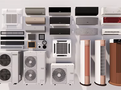 Various Styles of Air Conditioners and Fans Collection for Home Cooling Use 3d model