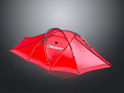 Red KUSHY Camping Tent With Modern Outdoor Structure And Sturdy Design 3d model
