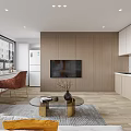 Modern Living Dining Room Interior With Sofa Coffee Tables Dining Chairs Artworks And Cabinets