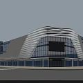 Modern Commercial Complex Architectural Design With Glass Facade And Curved Structure 3d model