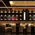 Modern KTV Lounge Interior Featuring Luxurious Sofa Colorful Lighting Comfortable Seating And Decorative Shelves