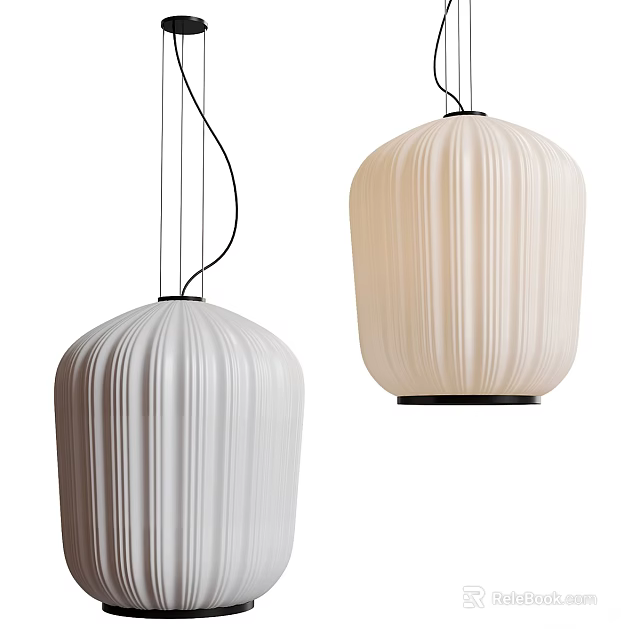 Modern White Pleated Hanging Pendant Lights with Fabric Design for Interior Spaces 3d model 