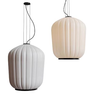 Modern White Pleated Hanging Pendant Lights with Fabric Design for Interior Spaces 3d model