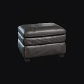 Modern Square Leather Stool With Stacked Layers And Sturdy Black Legs 3d model