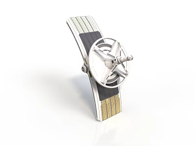 Mechanical Component Design With Silver Propeller And Black Gold Stripes 3d model