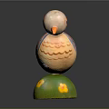 Colorful Wooden Bird Figurine With Green Base And Yellow Flowers For Home Furniture Decor