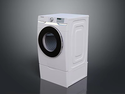 Modern White Front Load Washing Machine with Glass Door and Control Panel 3d model
