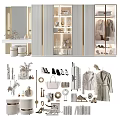 Elegant Modern Wardrobe Design With Gold Accents LED Strip Lights And Glass Display Shelves