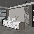 Modern company front desk background wall reception area bar desk reception desk hall simple lobby 3d model