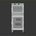 Stainless Steel Double Layer Storage Cabinet With Transparent Doors And Wheels