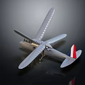 Gray Fighter Jet Model Featuring Wing Windows And Red White Blue Tail Fin On Dark Reflective Background