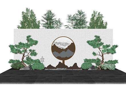 New Chinese style landscape sketch landscape garden 3d model