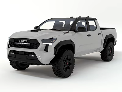 Toyota White Pickup Truck With Black Wheels And Off Road Design 3d model